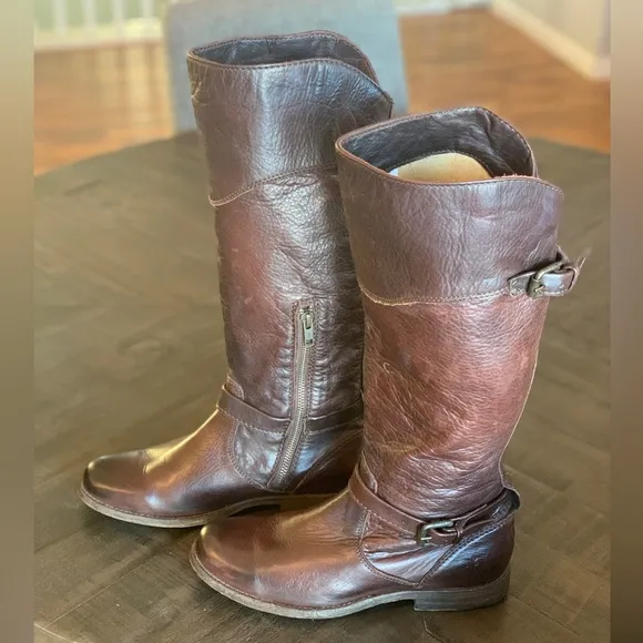 Lk New Frye Melissa buckle high rise riding boots 7 1/2
