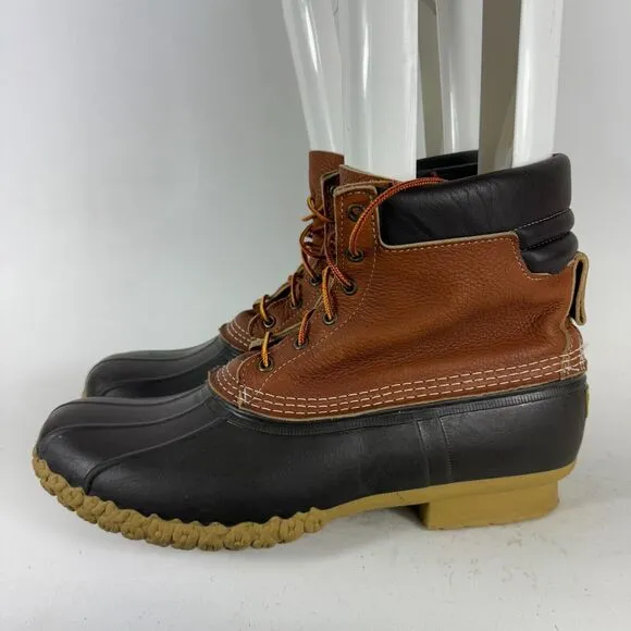 L.L. Bean Bean Boots Men's 14 Brown Leather Lace-Up Ankle Round Toe Waterproof