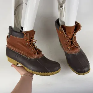 L.L. Bean Bean Boots Men's 14 Brown Leather Lace-Up Ankle Round Toe Waterproof