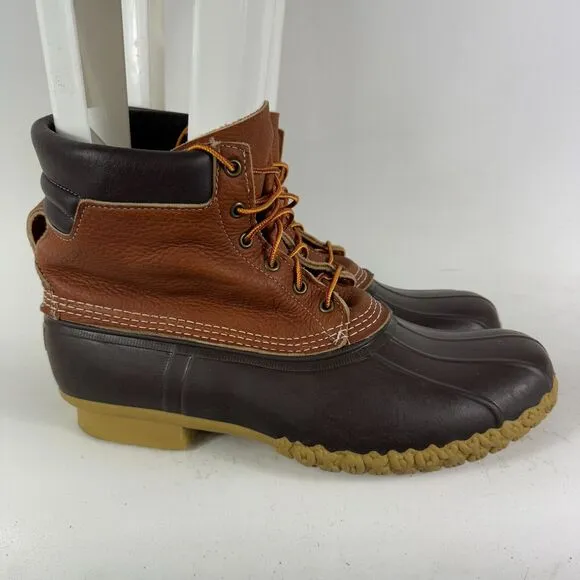 L.L. Bean Bean Boots Men's 14 Brown Leather Lace-Up Ankle Round Toe Waterproof