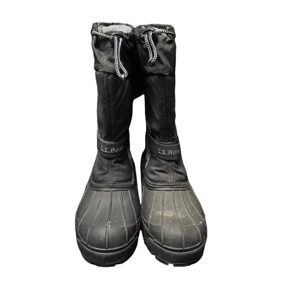 L.L Bean Black Nylon Warm Insulated Waterproof Winter Skiing Snow Mid Calf Boots