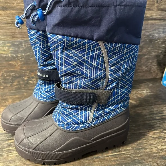 L.L. Bean Blue and Gray Rain &amp; Snow Boots Boys Kids Waterproof Traction