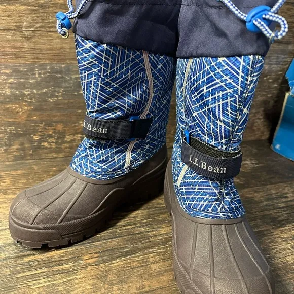 L.L. Bean Blue and Gray Rain &amp; Snow Boots Boys Kids Waterproof Traction