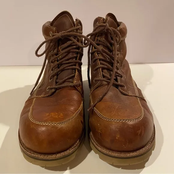LL Bean Boots Men 13W Brown 296505 Leather MocToe Work Hiking Lace Up
