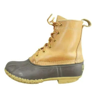 LL Bean Brown Leather Lace Up Round Toe Unlined Ankle Duck Boots Size 7 M