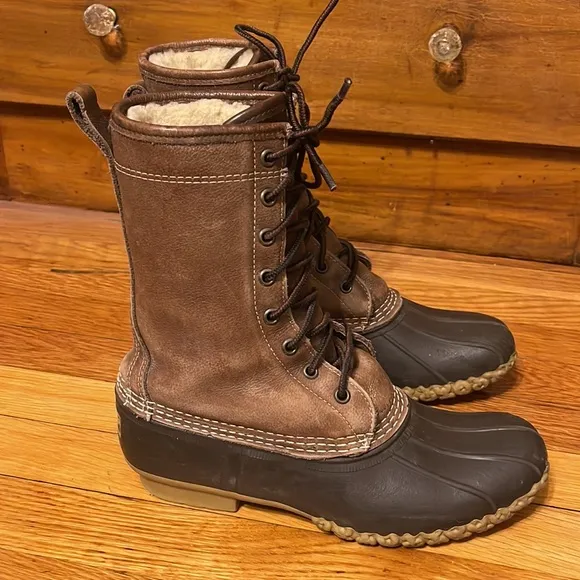 LL Bean Brown Leather Upper Waterproof Rubber Soles Women’s 8 M