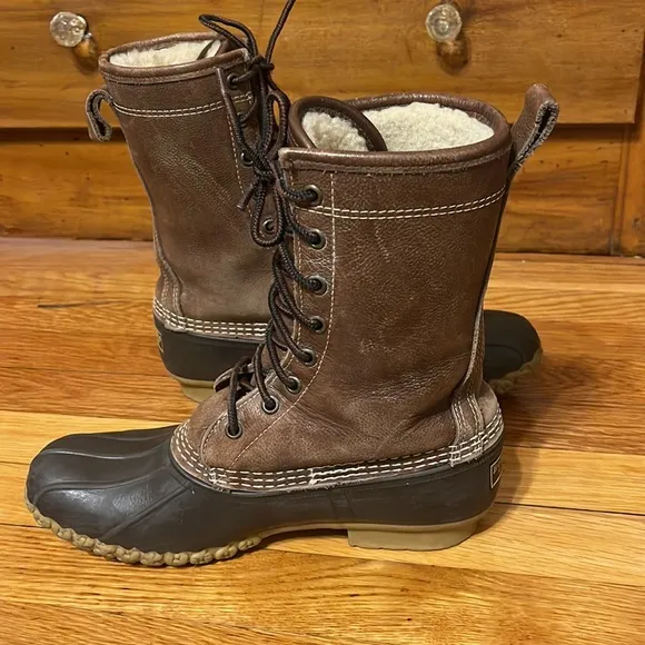 LL Bean Brown Leather Upper Waterproof Rubber Soles Women’s 8 M