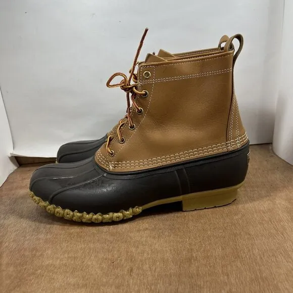LL Bean Duck Boots Men's Size 13 Brown Leather Lace Up Snow Rain Boots