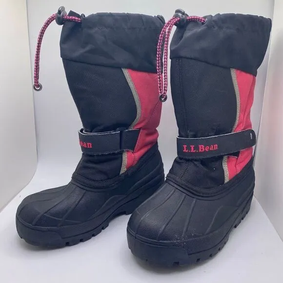 LL BEAN Kids 13 Northwoods Felt Lined Waterproof Warm Winter Boots Black &amp; Pink