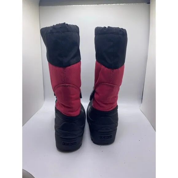 LL BEAN Kids 13 Northwoods Felt Lined Waterproof Warm Winter Boots Black &amp; Pink