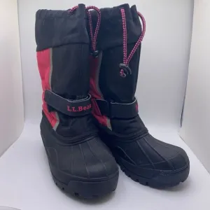 LL BEAN Kids 13 Northwoods Felt Lined Waterproof Warm Winter Boots Black &amp; Pink