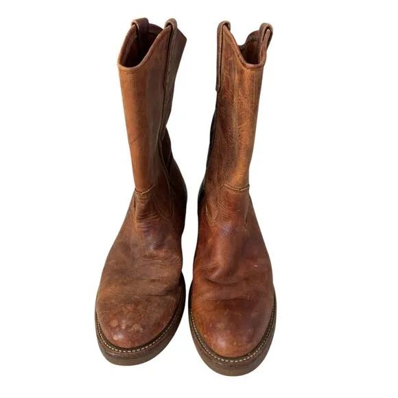 LL Bean Leather Saddle Brown Cowboy Boots Goodyear Soles Men's 10.5 D EUC