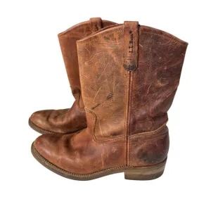 LL Bean Leather Saddle Brown Cowboy Boots Goodyear Soles Men's 10.5 D EUC
