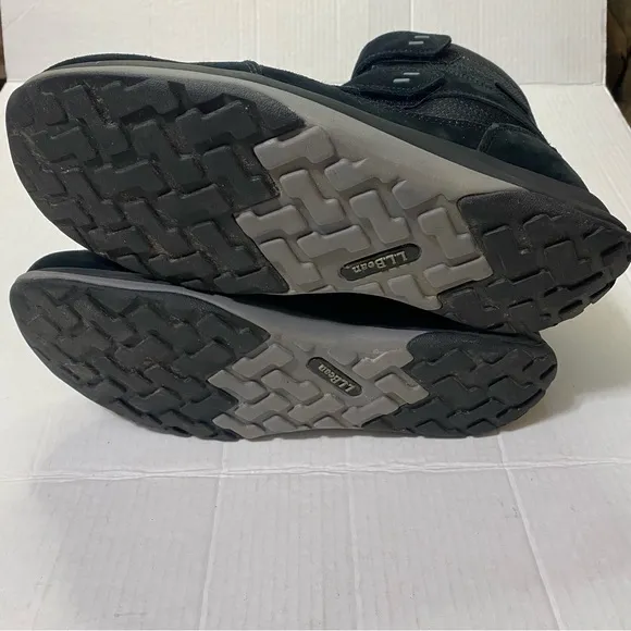 LL Bean Men's Snow Sneakers Boots Mid Black Suede Straps Size 11.5