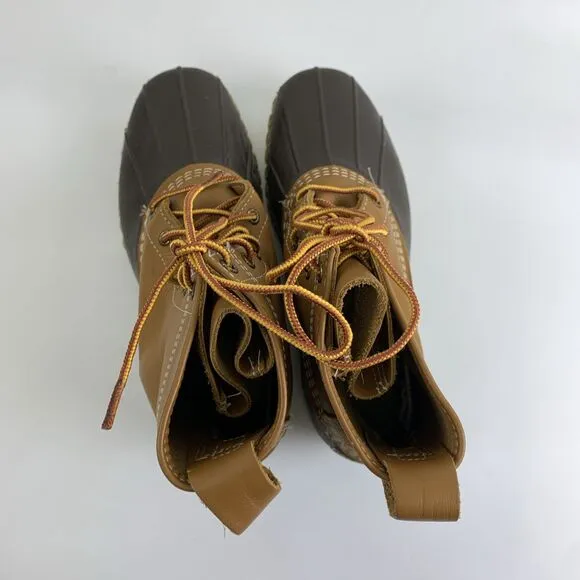 LL Bean Original Duck Bean Boots Lace Up Leather Waterproof 175064 Womens 8 Wide