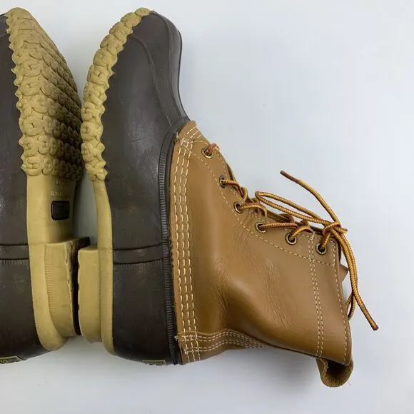 LL Bean Original Duck Bean Boots Lace Up Leather Waterproof 175064 Womens 8 Wide
