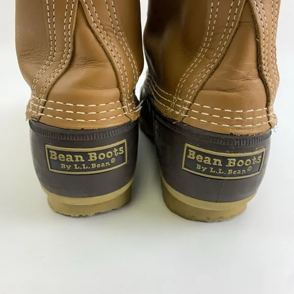 LL Bean Original Duck Bean Boots Lace Up Leather Waterproof 175064 Womens 8 Wide