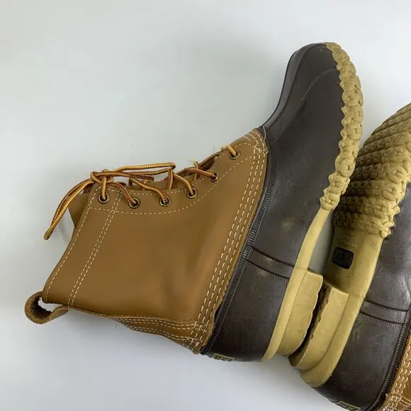 LL Bean Original Duck Bean Boots Lace Up Leather Waterproof 175064 Womens 8 Wide