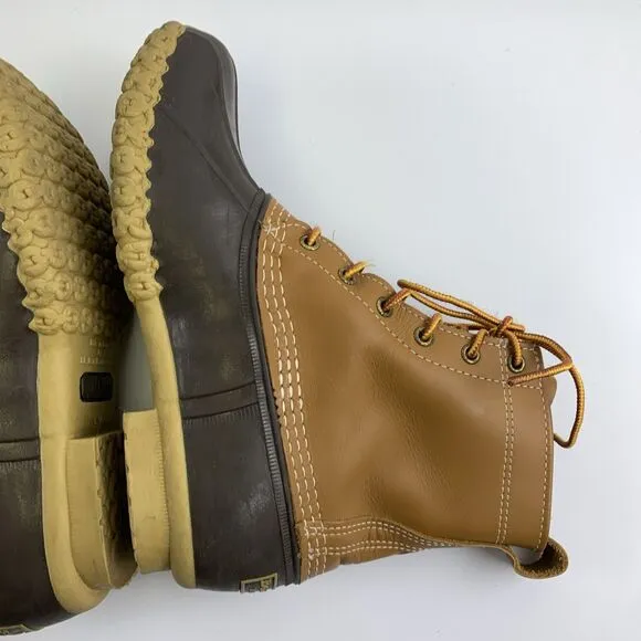 LL Bean Original Duck Bean Boots Lace Up Leather Waterproof 175064 Womens 8 Wide