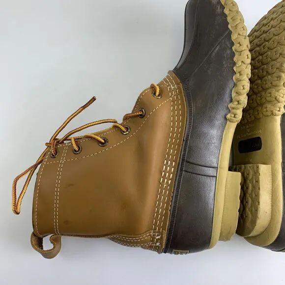 LL Bean Original Duck Bean Boots Lace Up Leather Waterproof 175064 Womens 8 Wide