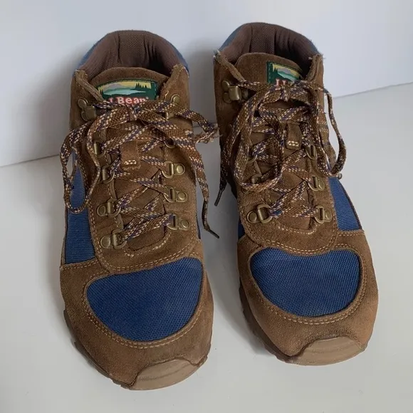 L.L.BEAN Men's Waterproof Katahdin suede Hiking Boots brown and blue Multicolor