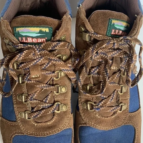 L.L.BEAN Men's Waterproof Katahdin suede Hiking Boots brown and blue Multicolor