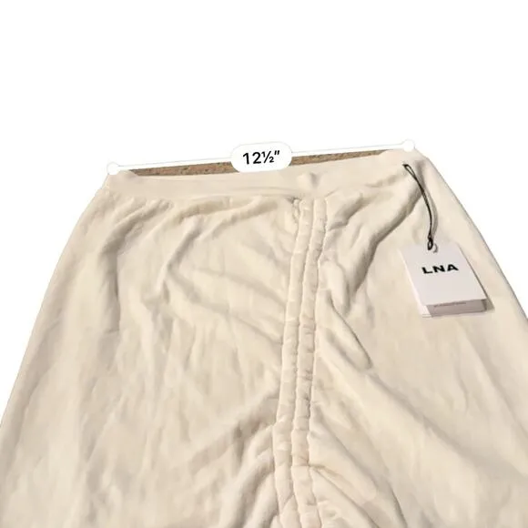 LNA Off‎ White French Terry Ruched Front Mini Skirt Sz S NEW
