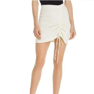 LNA Off‎ White French Terry Ruched Front Mini Skirt Sz S NEW