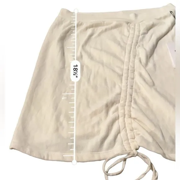 LNA Off‎ White French Terry Ruched Front Mini Skirt Sz S NEW