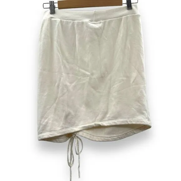 LNA Off‎ White French Terry Ruched Front Mini Skirt Sz S NEW
