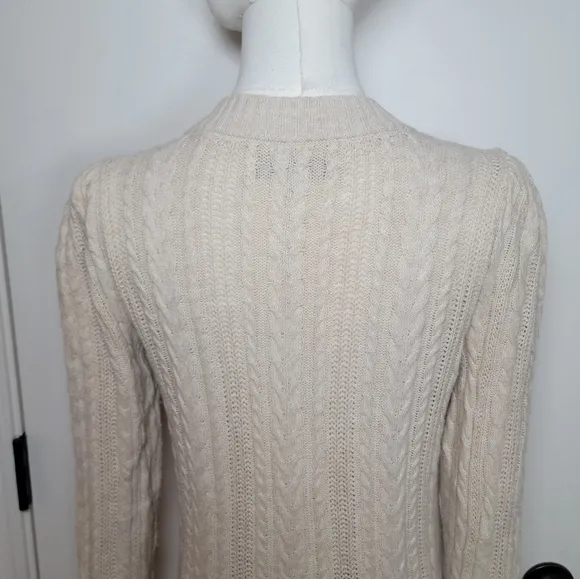 LOFT Cotton-Wool Blend Cable Knit Cardigan Size Small