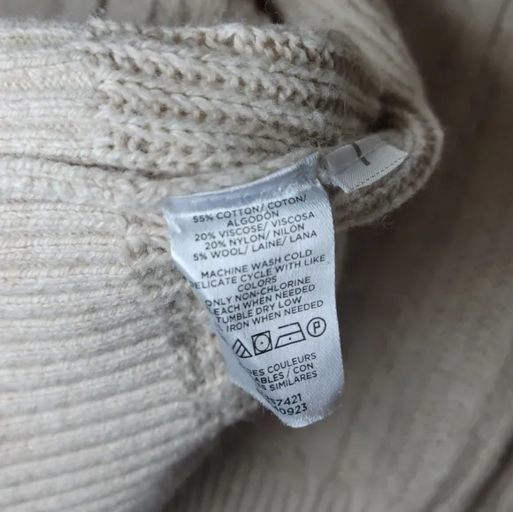 LOFT Cotton-Wool Blend Cable Knit Cardigan Size Small