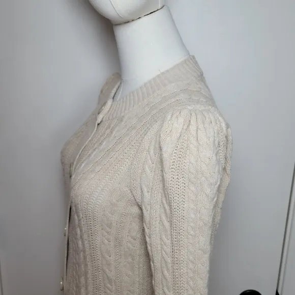LOFT Cotton-Wool Blend Cable Knit Cardigan Size Small