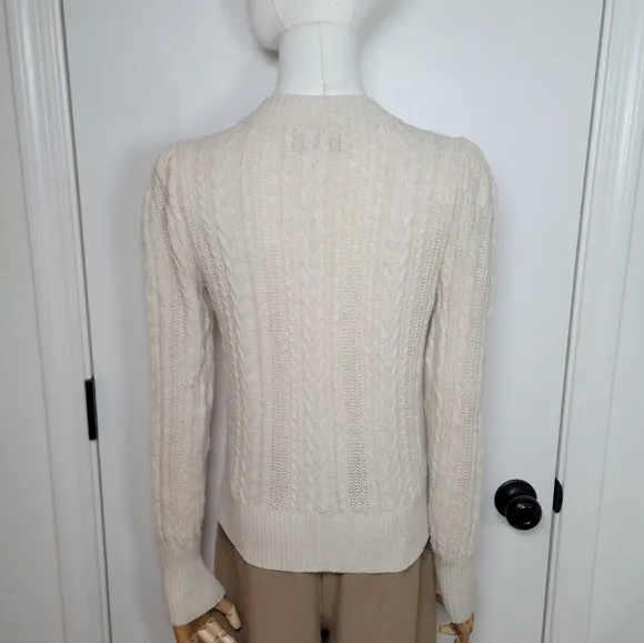 LOFT Cotton-Wool Blend Cable Knit Cardigan Size Small