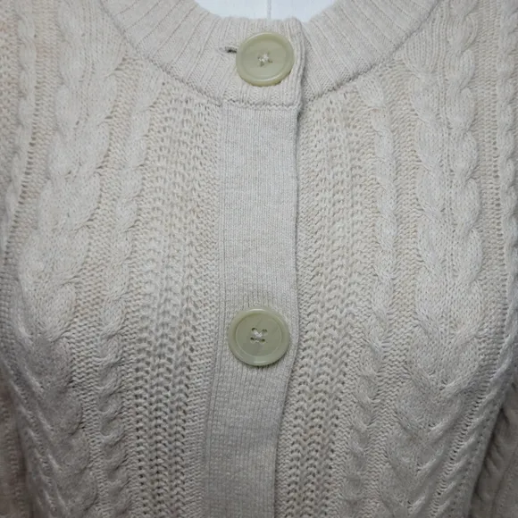 LOFT Cotton-Wool Blend Cable Knit Cardigan Size Small
