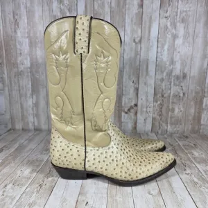 Lone Star Western Cowboy Boots Ostrich Print Leather Exotic Tan mens‎ 10