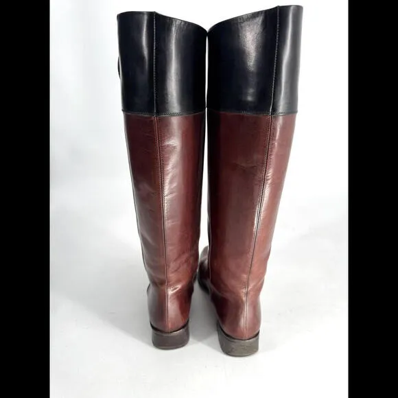 Lorenzo Banfi Tall Riding Boots Brown Genuine Leather Made In Italy Sz 40 Or 9