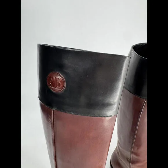 Lorenzo Banfi Tall Riding Boots Brown Genuine Leather Made In Italy Sz 40 Or 9