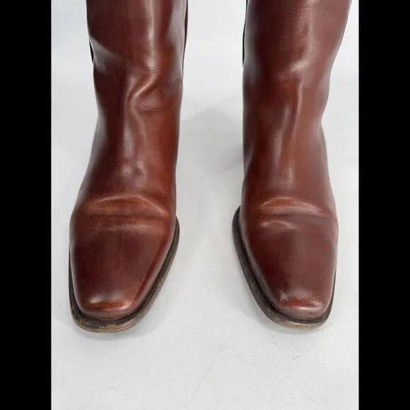 Lorenzo Banfi Tall Riding Boots Brown Genuine Leather Made In Italy Sz 40 Or 9