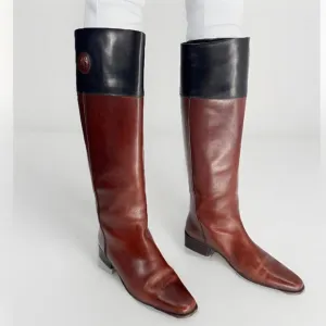 Lorenzo Banfi Tall Riding Boots Brown Genuine Leather Made In Italy Sz 40 Or 9