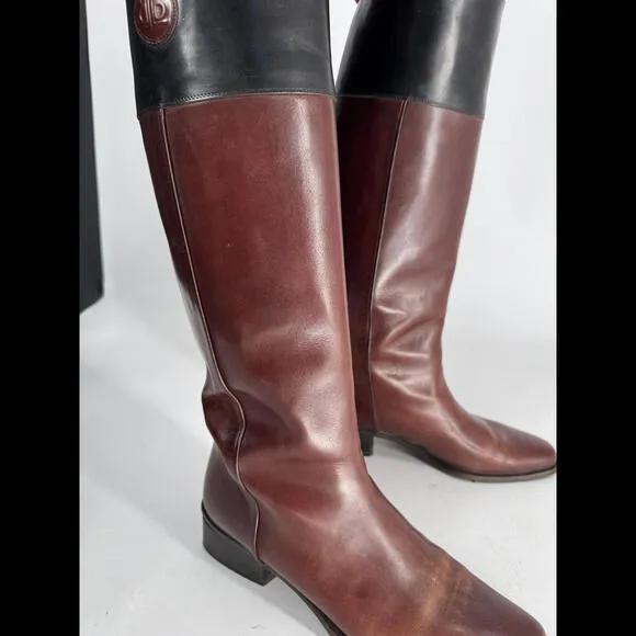 Lorenzo Banfi Tall Riding Boots Brown Genuine Leather Made In Italy Sz 40 Or 9