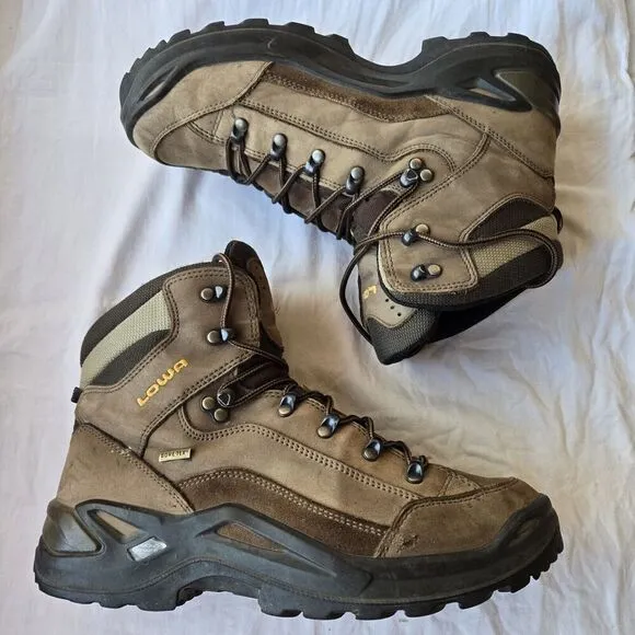 Lowa Renegade GTX Mid Men's Gore-Tex Leather Hiking Boots Brown Size 10 WIDE