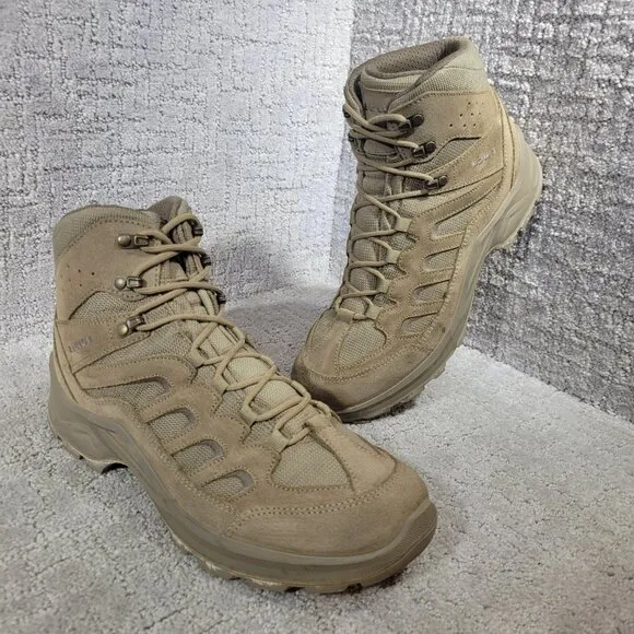 Lowa Sesto Mid Men's Size 9.5 US Beige Suede Combat Hiking Boots