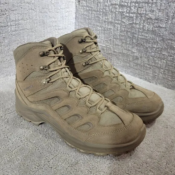 Lowa Sesto Mid Men's Size 9.5 US Beige Suede Combat Hiking Boots