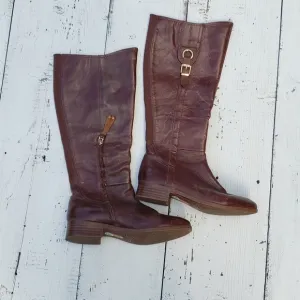 Luca Lane Sashya Brown Leather Boots Womens 8.5 Eu 39 Mid Calf NEW