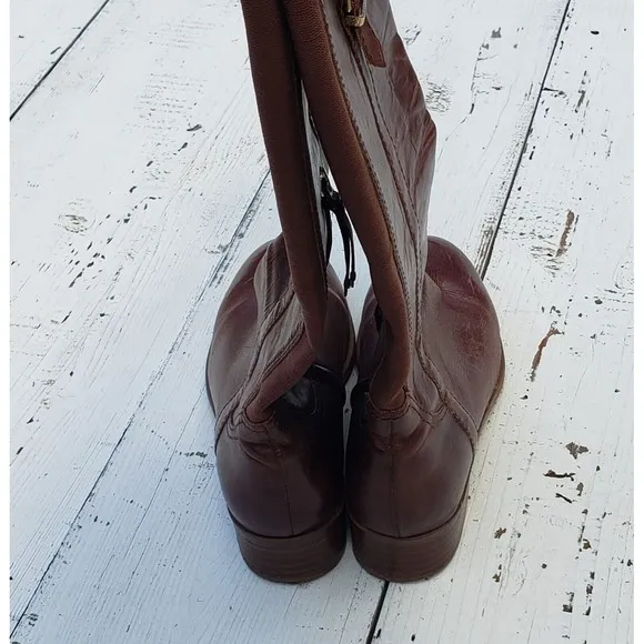Luca Lane Sashya Brown Leather Boots Womens 8.5 Eu 39 Mid Calf NEW