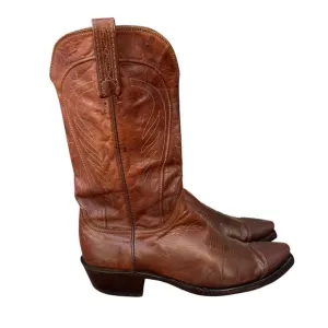 Lucchese 1883 Bart N1596 Leather Western Cowboy Boots Brown Cowhide Handmade 10D