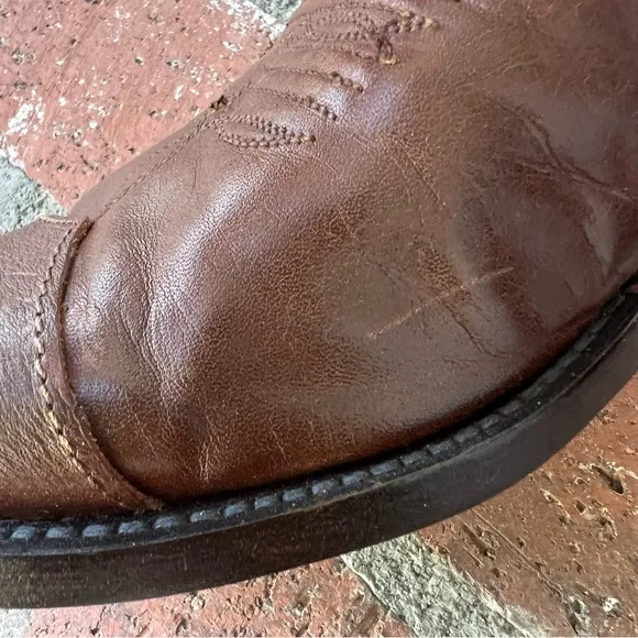 Lucchese 1883 Bart N1596 Leather Western Cowboy Boots Brown Cowhide Handmade 10D