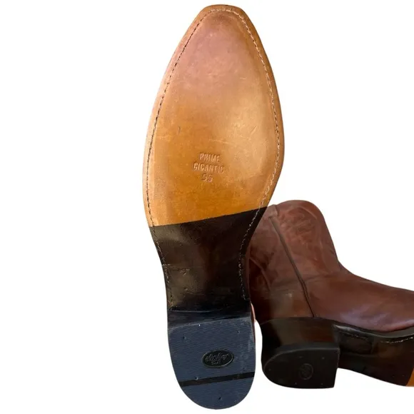 Lucchese 1883 Bart N1596 Leather Western Cowboy Boots Brown Cowhide Handmade 10D