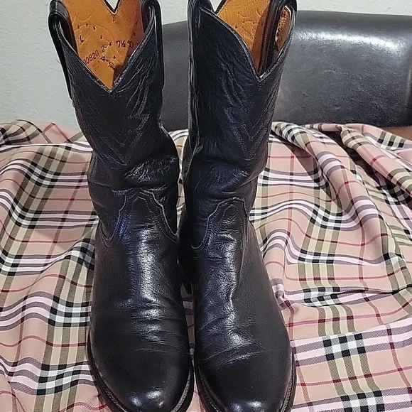 Lucchese 2000 black Leather Men's Cowboy Boots